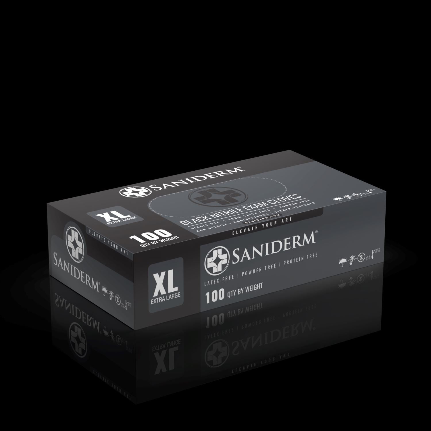Saniderm Black Nitrile Gloves - Box Disposable Gloves Saniderm Tattoo Aftercare