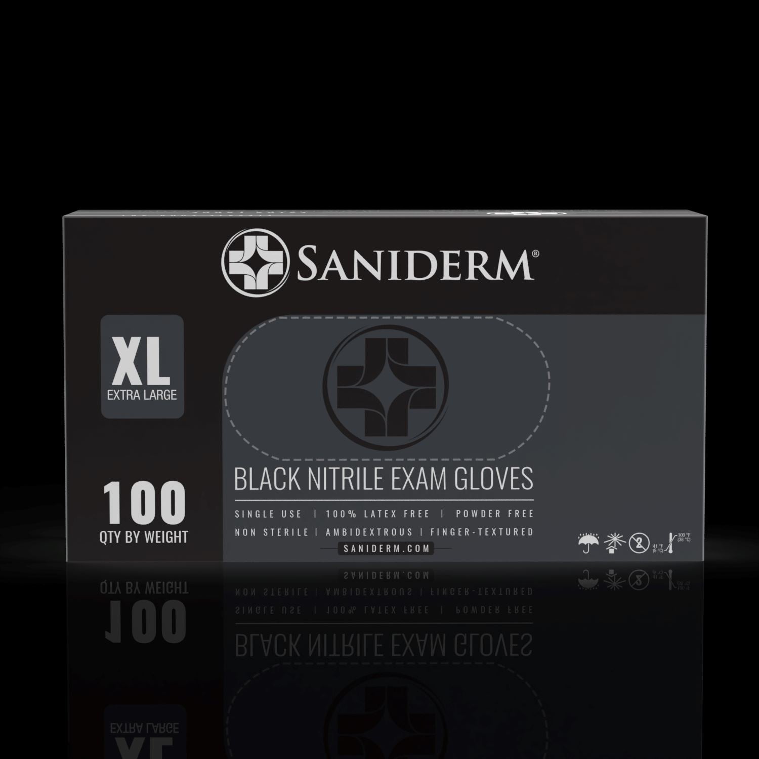 Saniderm Black Nitrile Gloves - Box Disposable Gloves Saniderm Tattoo Aftercare