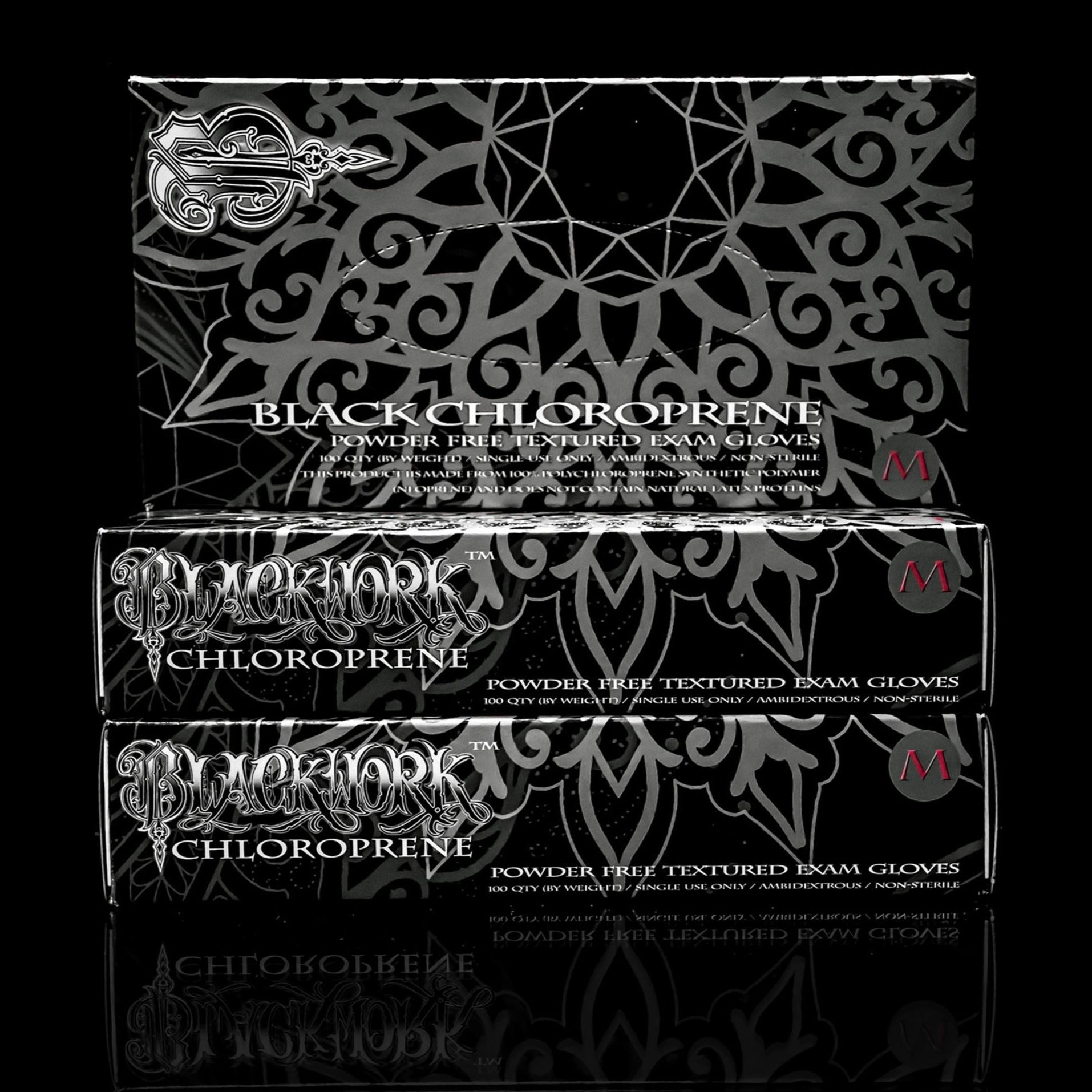Blackwork Chloroprene Gloves - Box Disposable Gloves Saniderm Tattoo Aftercare XS