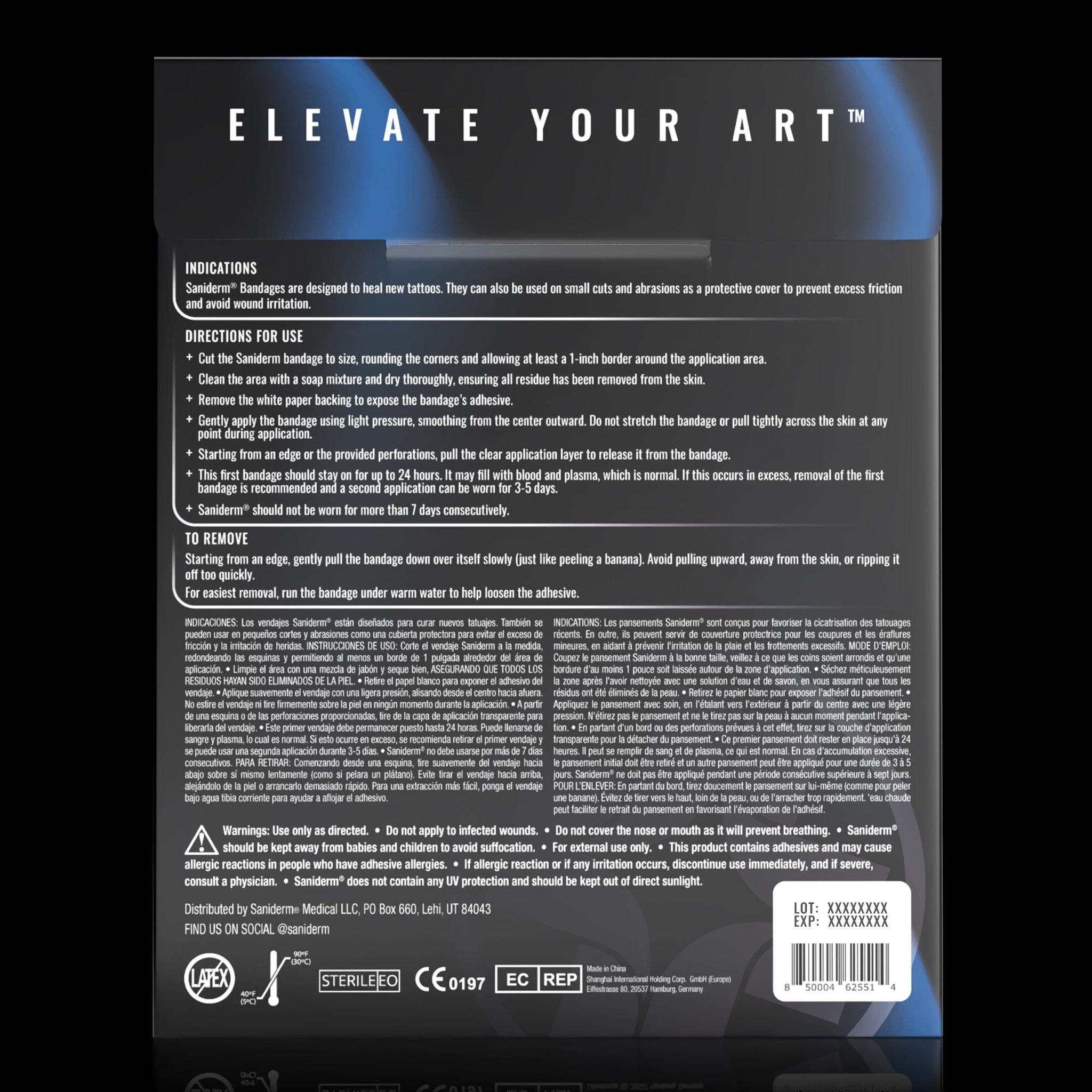 Flex Tattoo Bandage 3-Pack - Medium (6 in x 8 in) Personal Pack Saniderm Tattoo Aftercare 