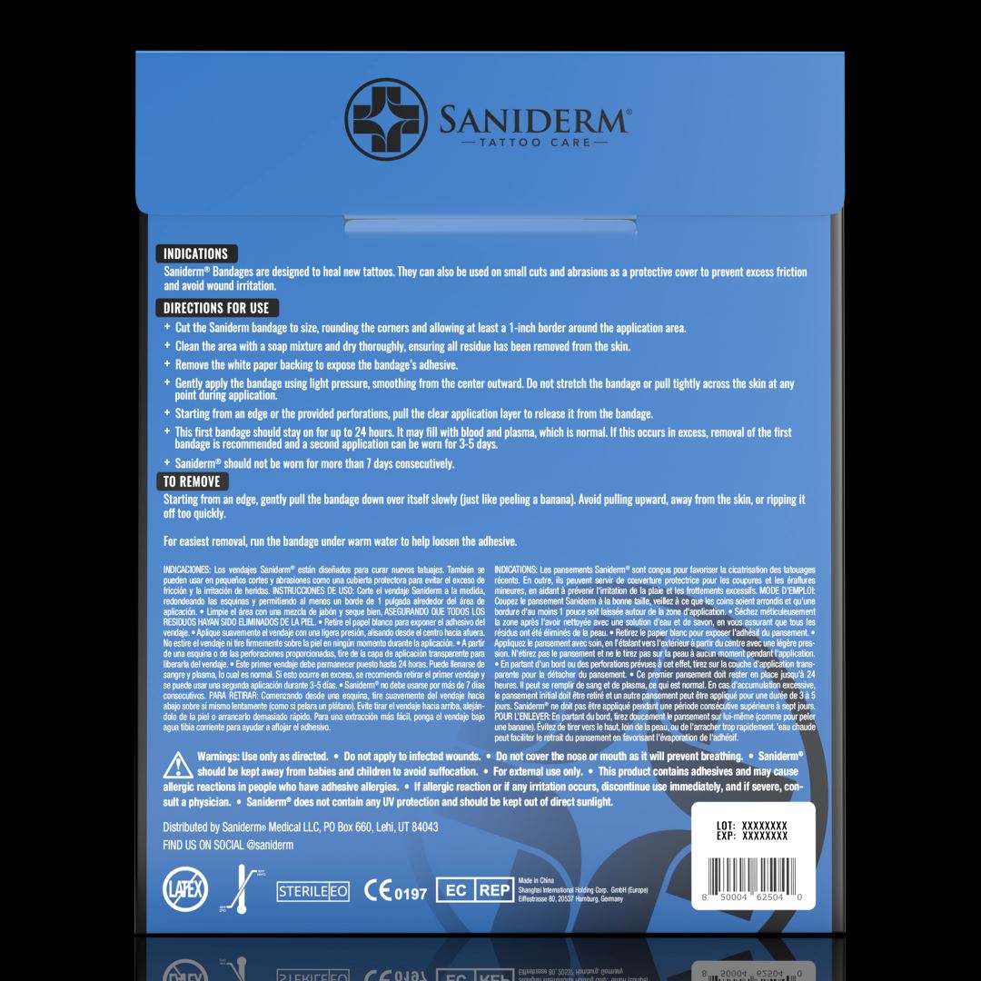 Original Tattoo Bandage 3-Pack - Medium (6 in x 8 in) Personal Pack Saniderm Tattoo Aftercare 