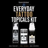 Saniderm Everyday Tattoo Care & Aftercare Kit with unscented foam soap, Original Aftercare Balm, and SPF 33 mineral tattoo sunscreen
