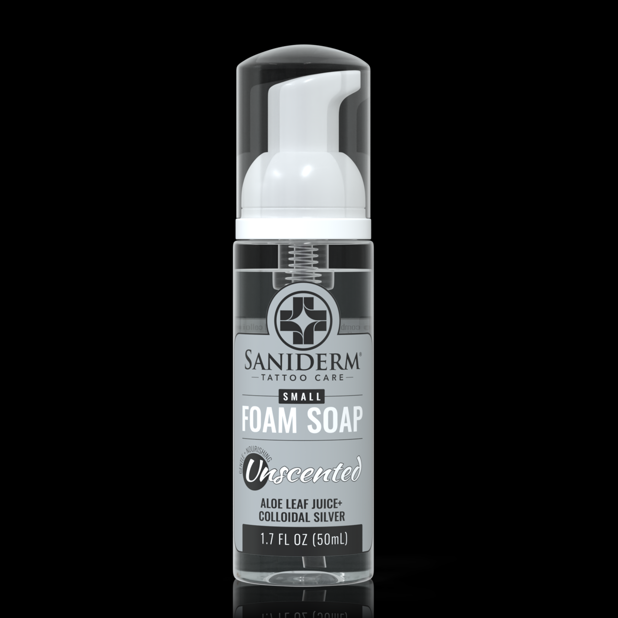 Saniderm Unscented Tattoo Foam Soap, 1.7 fl oz, included in the Everyday Tattoo Care & Aftercare Kit